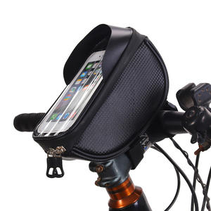 Bolsa para manillar de bicicleta, bolsillo negro impermeable para teléfono con pantalla táctil, accesorio de ciclismo con almacenamiento en tubo superior de alta capacidad - Product Image 1