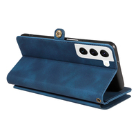 Dompet Kulit PU untuk Ponsel Samsung S22, 9 Slot Kartu + Kantong Koin Ber-resleting, Penyangga, Pemblokir RFID, 360 °   Perlindungan
