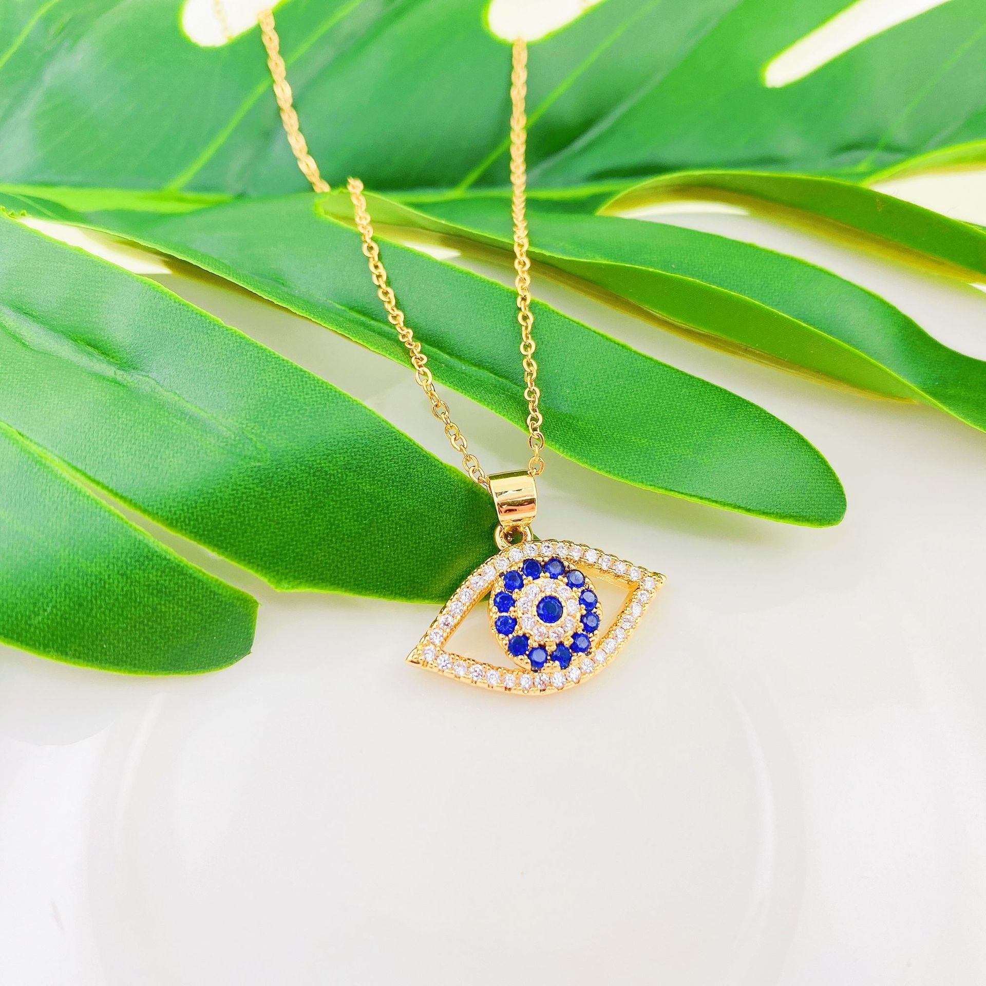 jojo时尚亚马逊热卖土耳其钛不锈钢恶魔邪眼吊坠锁链项链 - buy evil