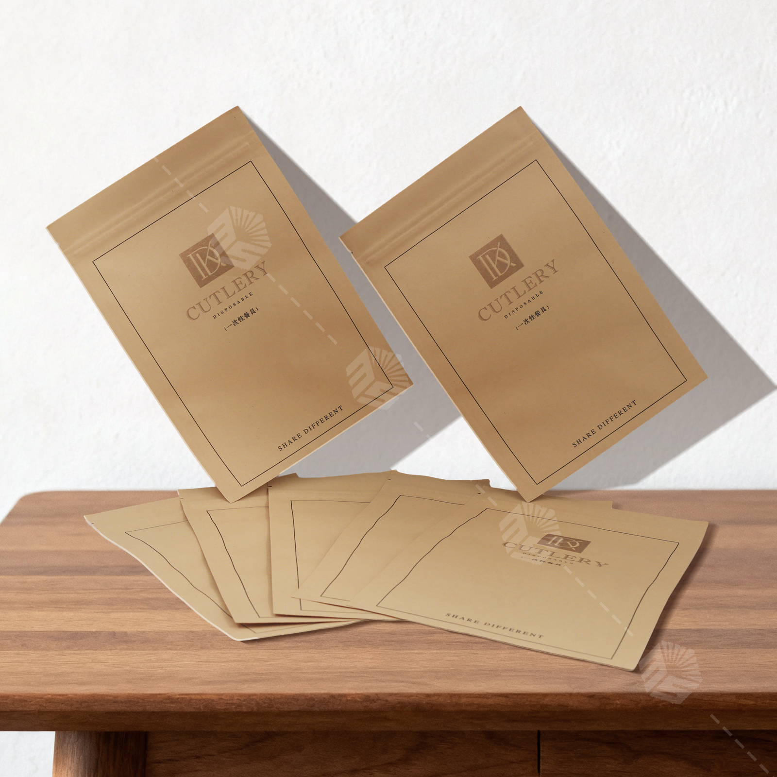 Three Side Sealed Sample Moisture Proof Tea Coffee Powder Packaging Heat Seal Biodegradable Brown Kraft Paper Sachet with Hole