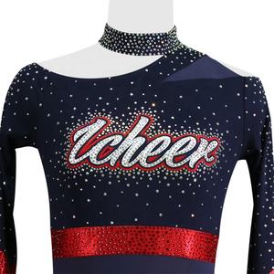 Icheerobics le même uniforme de cheer du gagnant Ab strass uniformes de cheerleading jupe plissée tenue de pom-pom girl - Product Image 3
