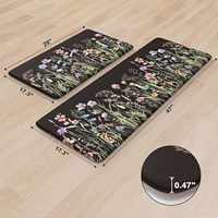 Tapis de cuisine colorés à fleurs, 2 pièces pour le sol, antidérapants, lavables, ensembles de tapis de cuisine multicolores à fleurs, 2 pièces