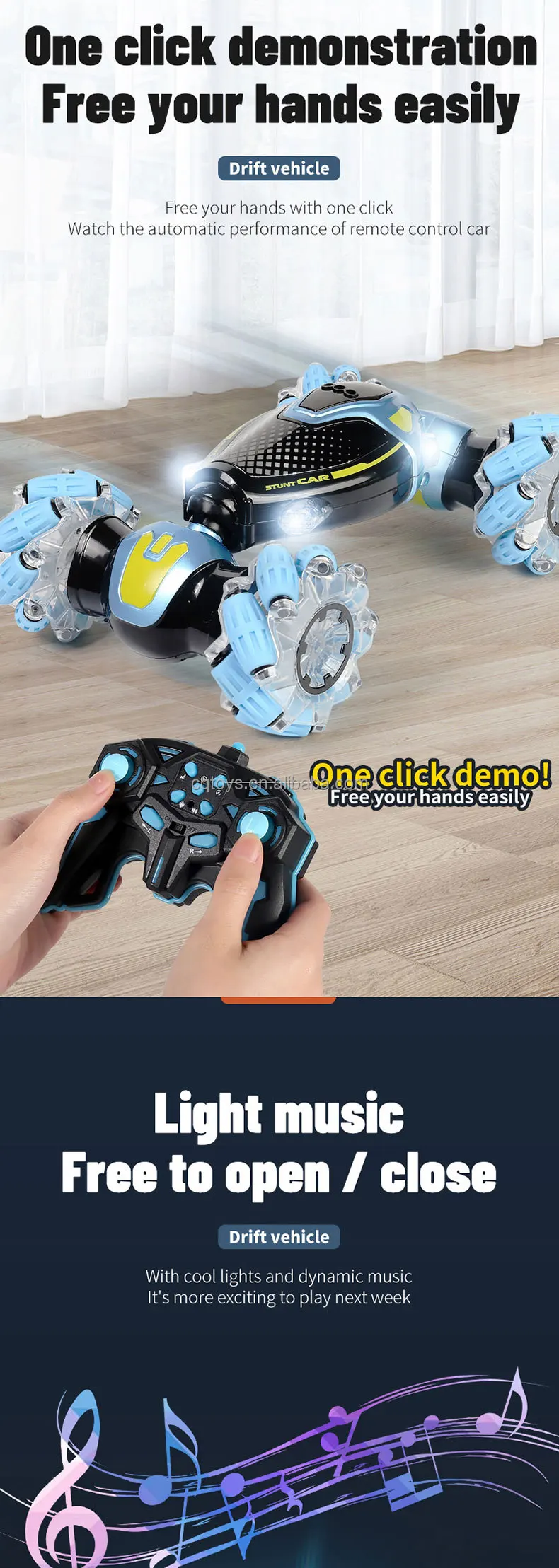 High Quality 2.4G Double Side 4X4 Rc Stunt Car Kids Radio Control Toys Watch Hand Motion Gesture Sensor Car With Music And Light