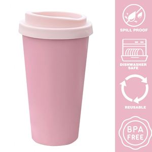 Reusable Cup Minimalist Bamboo Fiber Cappuccino Tea Cups Oem Supplier 20Oz Pink Durable Coffee <b>Mug</b> Gift for Travel Office - Product Image 1