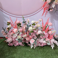 Personnalisez la fleur artificielle de mariage rose, ensemble d'arrangement floral rose vif de chemin de fleur de rangée de décoration de mariage