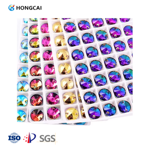 Hongcai K9 haut <span class=keywords><strong>de</strong></span> gamme bricolage beauté vêtements accessoires couture à la main strass verre Satellite Double trou plat transfert impression - Product Image 1
