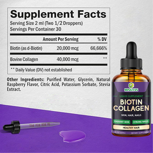 Gouttes liquides de biotine et collagène OEM/ODM pour la croissance des cheveux, la force des ongles, l'hydratation et l'éclat de la peau – Mélange naturel de vitamines pour la santé - Product Image 5