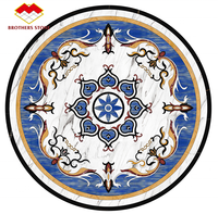 Mosaïque de marbre beige clair de luxe, motif floral découpé au jet d'eau, pour hôtel et villa