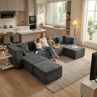 Canapé-lit modulaire sectionnel moderne en velours côtelé en forme de L, 3 places, avec ottoman, écologique, durable, sans assemblage, mousse à mémoire de forme, pour école et atelier