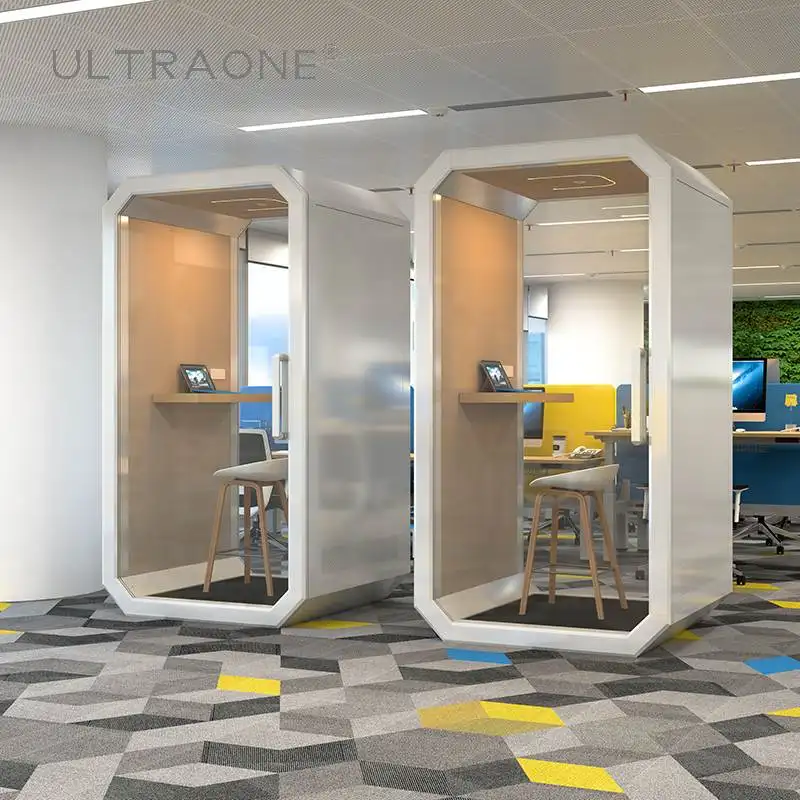 Ultraone UPOD-002アルミニウム構造フレーム簡単に組み立てる電話ブース防音オフィスポッド商業用家具