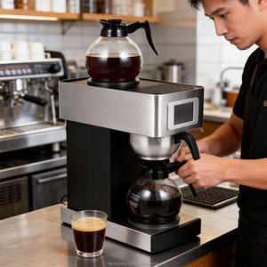 Commercial Stainless Steel <b>Coffee</b> Brewer Drip <b>Coffee</b> Maker Filter <b>Coffee</b> <b>Machine</b> with Carafes Decanter Warmer Plates for Café - Product Image 1