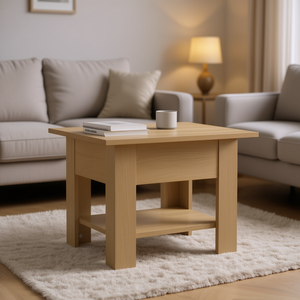 โต๊ะกาแฟโซโนมาโอ๊ค ขนาดกลาง ดีไซน์ทันสมัย เฟอร์นิเจอร์ห้องนั่งเล่น ท็อปไม้ สามารถขยายได้ - Product Image 2