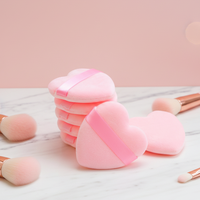 Éponge de maquillage à marque privée, houppette douce pour blush et poudre, houppette personnalisée en forme de cœur avec emballage