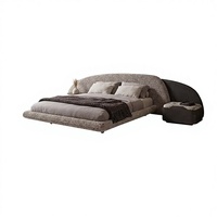 Cadre de lit flottant en cuir au design moderne, taille King, avec éclairage LED intégré, luxe nuage de cils