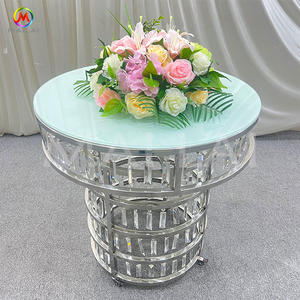 Colgante de cristal plateado redondo moderno de lujo, mesa de pastel de acero inoxidable, 75cm, modelo de marca MaiLai, ML-CT24 para eventos de fiesta de boda - Product Image 4