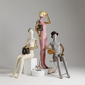 Boutique magasin de vêtements mode Mannequins femme placage main réglable velours corps complet Mannequin femme avec cheveux décorer - Product Image 2