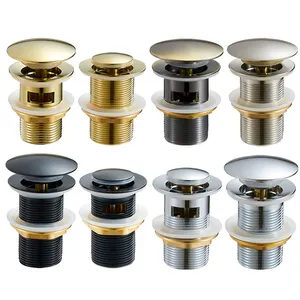 G11/4 "Brass Faucet Accessory Lavabo Pipe Click Pop Up Drain Button Bathroom Sink Plug Drainer Siphon Waste Stopper With Hole