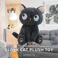 Peluche chat noir personnalisée, coussin doux en coton PP, poupée à câliner pour cadeau de fête