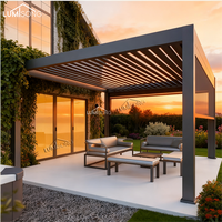 Pergola en aluminium de luxe personnalisée avec toit à lames motorisées, étanche, résistante au vent, revêtement poudré, télécommande, LED, pour balcon naturel