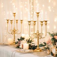 Candelabro de Hierro para Decoración de Mesa de Boda, Portavelas de Hierro con Múltiples Cabezas, Decoración Romántica para Cena a la Luz de las Velas, Premium