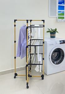 <span class=keywords><strong>Séchoir</strong></span> <span class=keywords><strong>à</strong></span> <span class=keywords><strong>linge</strong></span> pliable <span class=keywords><strong>sur</strong></span> <span class=keywords><strong>roulettes</strong></span> pour intérieur et extérieur, gain de place - Product Image 5