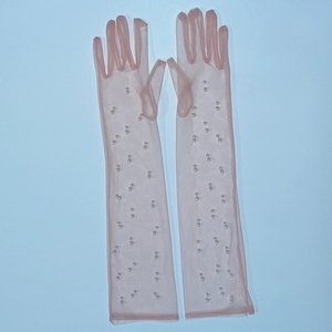 Nouveaux gants longs <span class=keywords><strong>en</strong></span> dentelle noire sexy pour femmes, avec perles, <span class=keywords><strong>en</strong></span> <span class=keywords><strong>tulle</strong></span> blanc, à doigts complets, jusqu'au coude, style vintage, pour mariage, mariée, robe, mitaines - Product Image 4