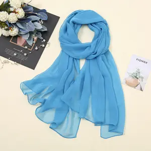 Manufacturer direct selling fashion figure show training dance solid color silk hijab Georgette monochrome scarf sunscreen shawl