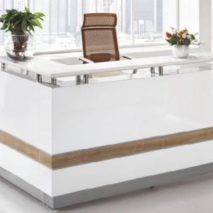 Luxury White <b>Artificial</b> <b>Stone</b> Countertops Beauty Salon Reception Desk - Product Image 2