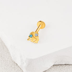 En vrac 316 acier inoxydable Labret Stud été plage série minuscule étoile de mer corail laiton haut boucle d'oreille <span class=keywords><strong>Helix</strong></span> <span class=keywords><strong>Piercing</strong></span> bijoux - Product Image 4