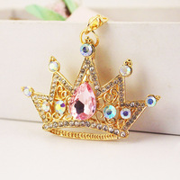 Porte-clés de luxe en cristal doré, breloque de sac, pendentif reine en strass en forme de goutte, fermoir mousqueton pour sac à main femme, clé, cadeau de mariage