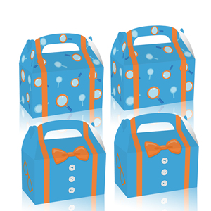 DD351 naranja azul fiesta Favor cajas azul naranja dibujos animados papel tratar cajas para fiesta de cumpleaños Baby Shower fiesta suministros - Product Image 1