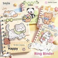 Carnet de poche portable A6 à reliure piquée, en carton blanc ligné horizontal, avec fermoir magique motif chat et lapin, idéal pour étudiants, design élégant, cadeau