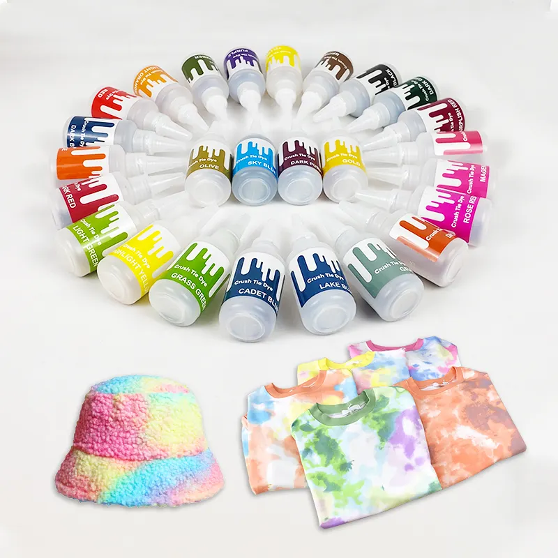 Custom Logo 26 Colors Women Children Using Eco-friendly Tie Dye Short Dress Fabric Cloth Tie Dye Kit With Colored Box