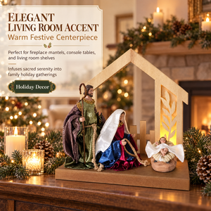 Crèche <span class=keywords><strong>de</strong></span> Noël en résine et tissu, décorations <span class=keywords><strong>de</strong></span> Noël, statue <span class=keywords><strong>de</strong></span> la Sainte Famille avec étoile <span class=keywords><strong>de</strong></span> Bethléem, décor lumineux pour table - Product Image 6