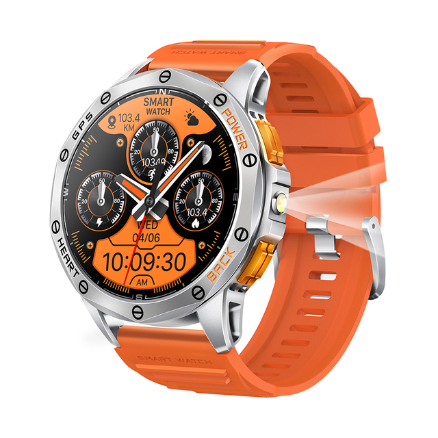 TKYUAN Smart Watch GPS IP68 Waterproof AMOLED Display AI Voice Assistant Compass Fitness Sleep Tracker 4-Day Battery Silicone