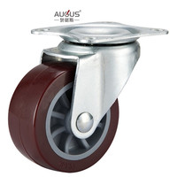 Roulettes pivotantes en PU/PVC rouge de 2/2,5/3 pouces avec frein latéral, roulettes en polyuréthane pour meubles, vente mondiale en promotion