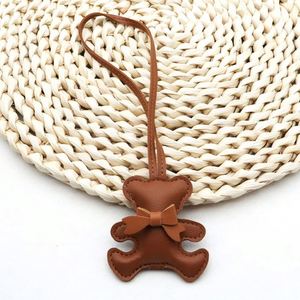 Custom <b>Cute</b> <b>Bear</b> Metal Keychain PU Leather Cartoon Animal Bag Charm for Soft-Stuffed Promotional Accessory - Product Image 4