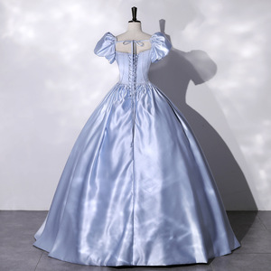 Elegant Blue Off The Shoulder Evening Dress Empire Waist Long Skirt Puff Sleeve Formal Party Wedding Gown 2026 - Product Image 4