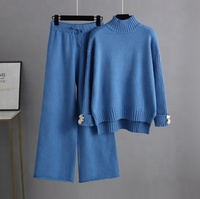 Nouvel ensemble décontracté tricoté brodé pour femme Automne/Hiver 2026 – Pull col rond et pantalon ample deux pièces