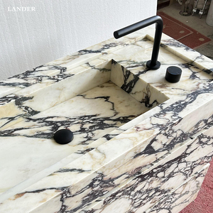 Design moderne Lander Stone Calacatta Voila Vanité <span class=keywords><strong>de</strong></span> <span class=keywords><strong>salle</strong></span> <span class=keywords><strong>de</strong></span> <span class=keywords><strong>bain</strong></span> Évier en marbre Lavabo avec armoires Vanités en pierre naturelle - Product Image 5