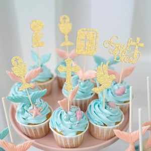 Decoraciones <span class=keywords><strong>para</strong></span> Cupcakes con Diseño <span class=keywords><strong>de</strong></span> Cruz, Paloma, Cáliz y Biblia, con Brillo, <span class=keywords><strong>para</strong></span> Baby Shower, Cumpleaños y Fiestas - Product Image 5