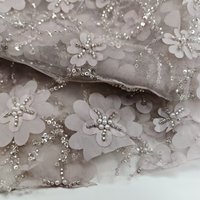 Tissu en dentelle à paillettes rose rêveuse, broderie romantique de fleurs et de papillons, tulle pour robes de princesse et de Quinceañera