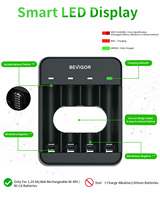Station de charge rapide pour batterie Ni-MH BEVIGOR, 10W QC3.0, indicateurs LED, entrée Type-C, rechargeable AA AAA, écologique