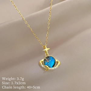 Starburst cielo estrellado que rodea la moda último Acero inoxidable chapado en oro circón colgante collar Unisex joyería de moda - Product Image 4