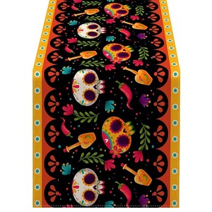 Mantel de Camino de Mesa de Lino con Calavera, Decoraciones de Fiesta del Día DE LOS Muertos <span class=keywords><strong>Mexicanos</strong></span> Personalizables - Product Image 6