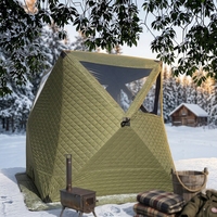 Tenda Sauna Akrilik Modern Portabel untuk 6 Orang dengan Fungsi Uap Basah untuk Memancing di Es Dilengkapi Tungku Kayu Bergaya