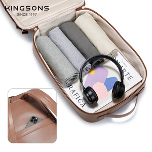 Kingsons Women's Backpack 20-35L Ultralight Durable Casual Travel Bag Solid Color Caramel Black Off White Blue - Product Image 1