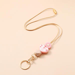 <strong>Wholesale</strong> Creative Design <strong>Silicone</strong> Beaded Lanyard Keyring Key Chain Daisy Flower Big Heart <strong>Beads</strong> Teacher Gifts Women Id Badge - Product Image 6