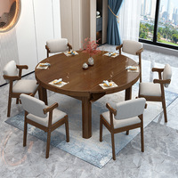 Ensemble de meubles de salle à manger avec 6 chaises, vitrine en bois massif, table à manger en bois de luxe clair, vente en gros