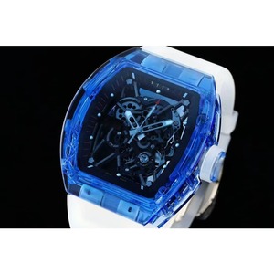 Reloj Mecánico Automático para Hombre con Tourbillon Esqueletizado de Alta Calidad, Cristal Azul Hielo, Reserva de Energía, Correa de Goma, Resistente al Agua - Product Image 1
